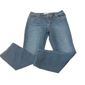 Chico's Women's Platinum Denim Medium Wash Straight Leg Jeans Sz 2 (12) Short